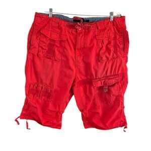 ▶️ Sean John Cargo Shorts Mens 38 Red Baggy Y2K Streetwear Utility Pockets